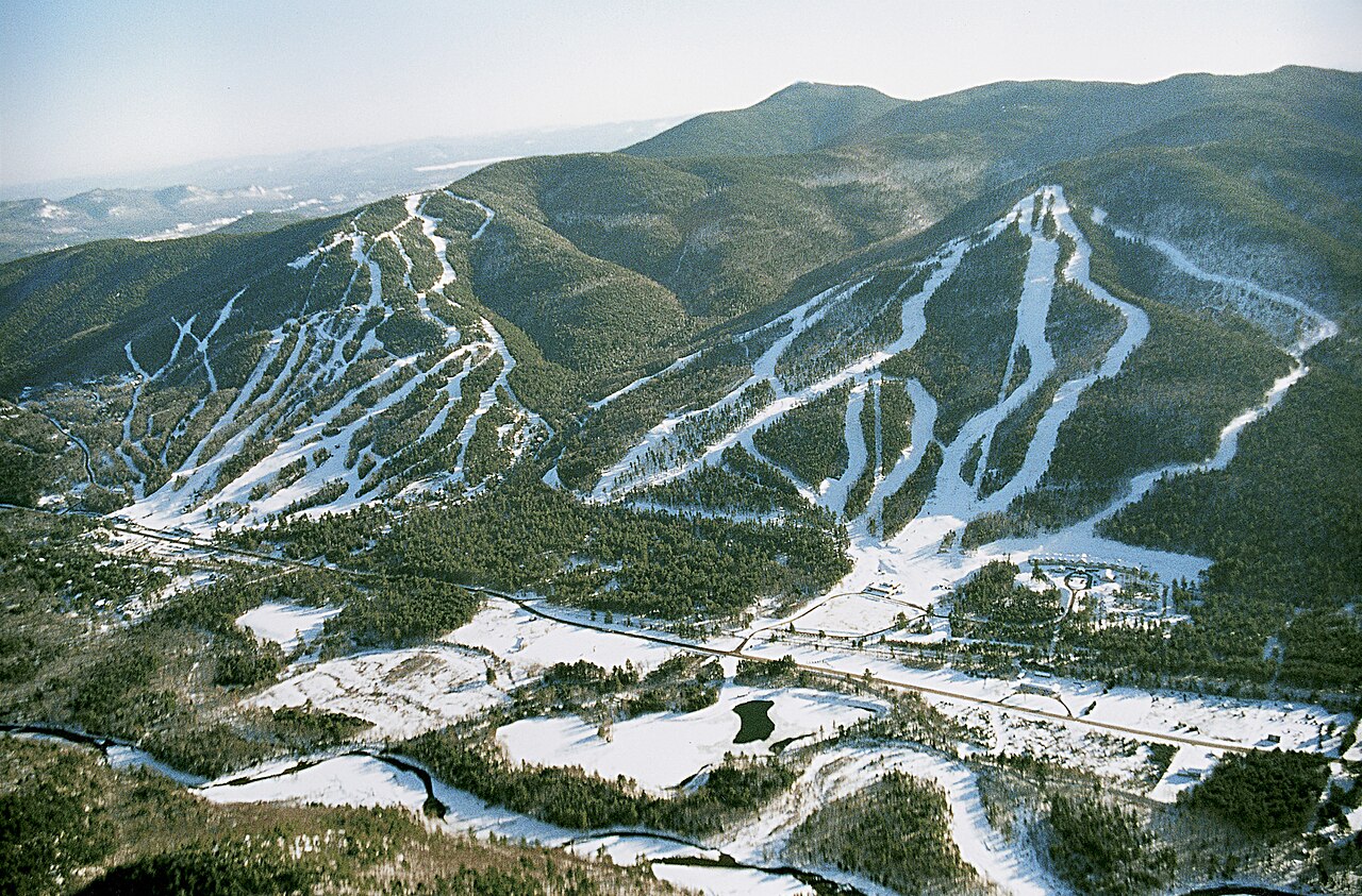 Aerial view of Attitash Mountain Resort and Bear Peak in Bartlett, New Hampshire