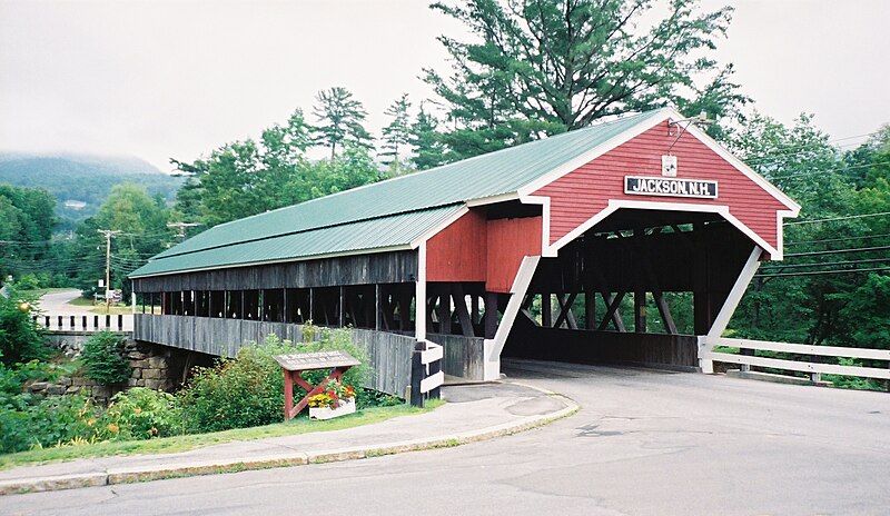 Scenic covered bridge in Jackson, New Hampshire near Bartlett