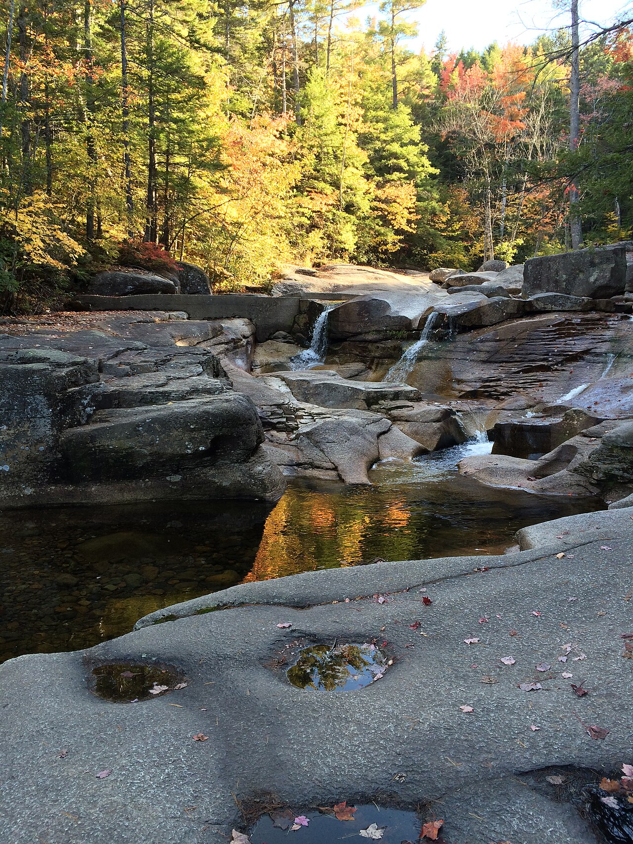 Cascading waterfalls at Diana's Baths in North Conway, New Hampshire